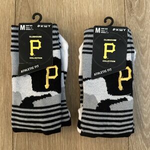 Pittsburgh Pirates Buccos MLB Camo Crew Socks 2 Pr Athletic Med Y1-6,W3-8 NEW